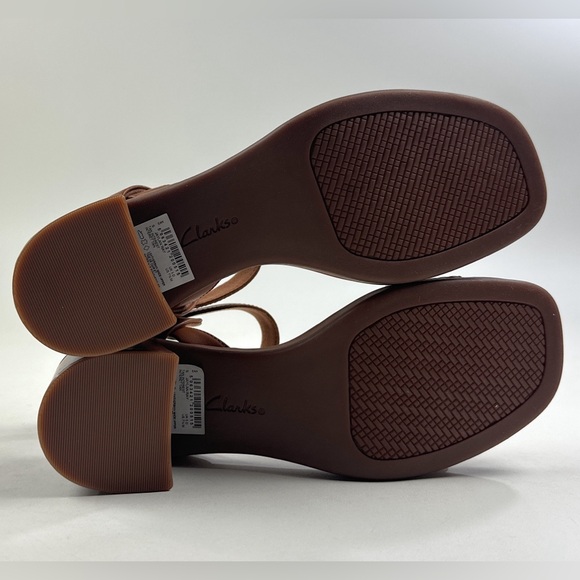 Clarks Jaylan Ray Brown Tan Leather Womens Block Heel Sandals Strappy 26181661 - Picture 8 of 9